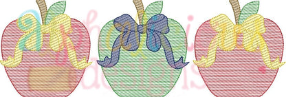 Apple With Bow Three In A Row-Sketch