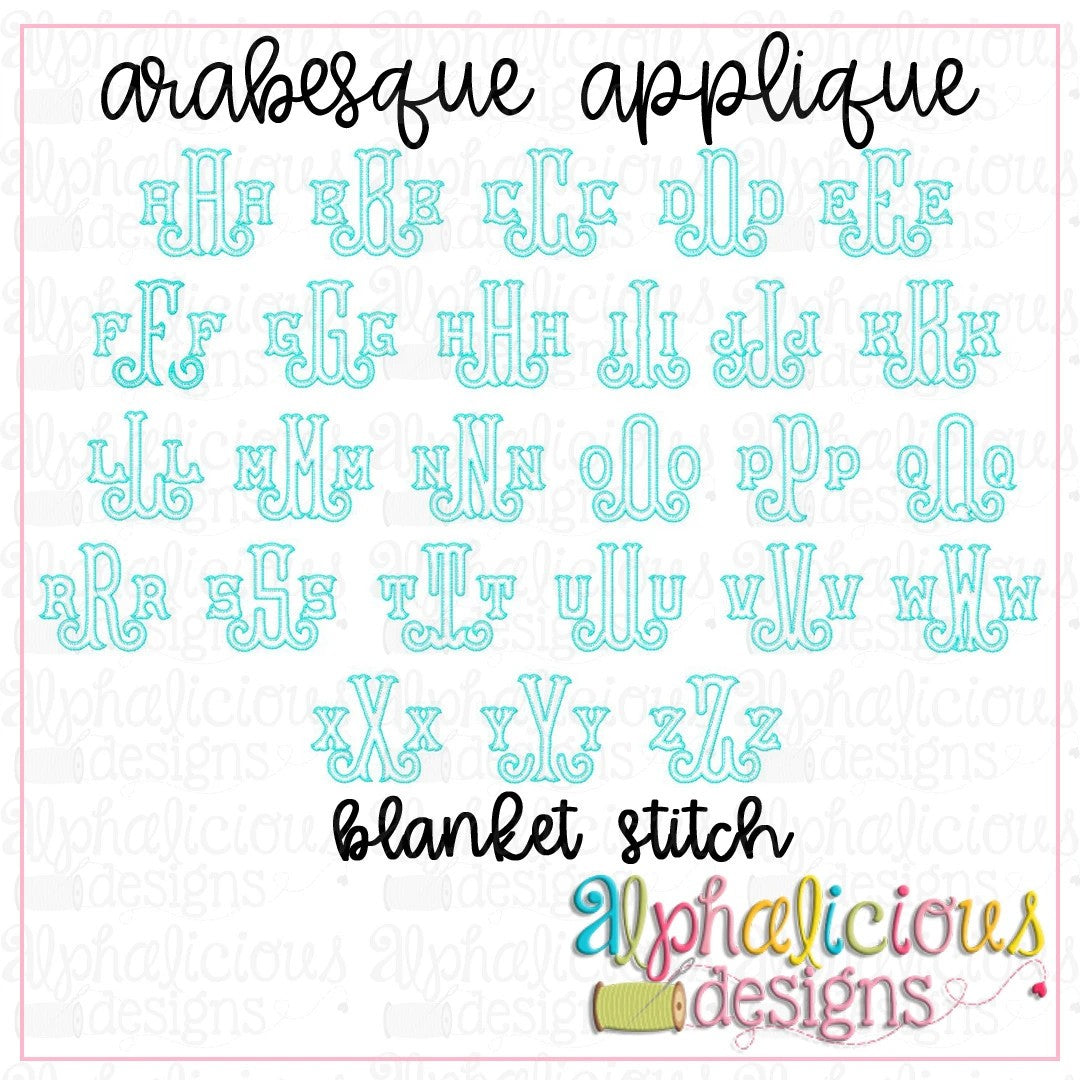 Arabesque Applique Monogram Font-Blanket