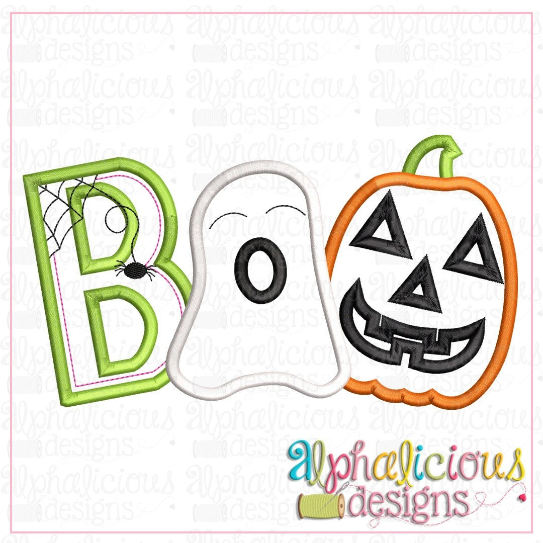 BOO with Ghost and Pumpkin-Satin