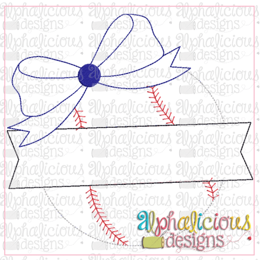 Baseball and Banner with Bow-Triple Bean