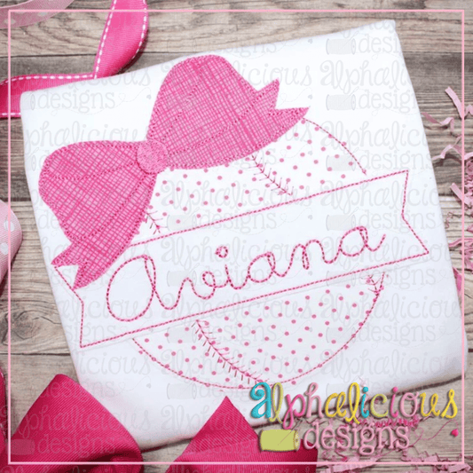 Baseball and Banner with Bow-Triple Bean