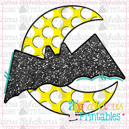 Bat and Moon- Glitter