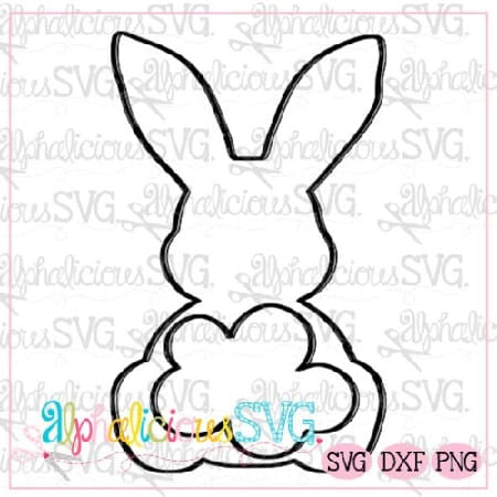 Big Tail Bunny-Black line SVG/Printable