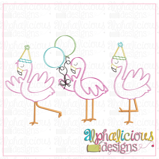 Birthday Flamingos-Scribble
