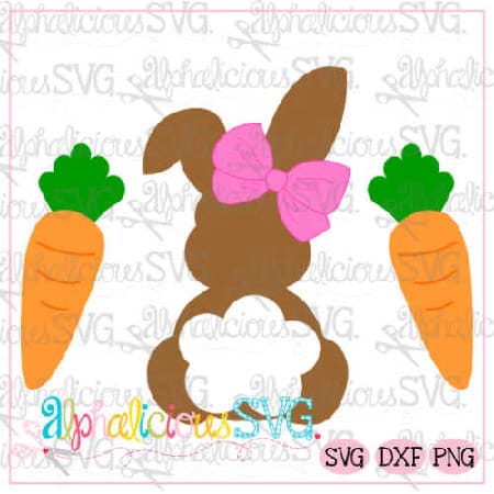 Bunny with Bow and Carrots-Printable