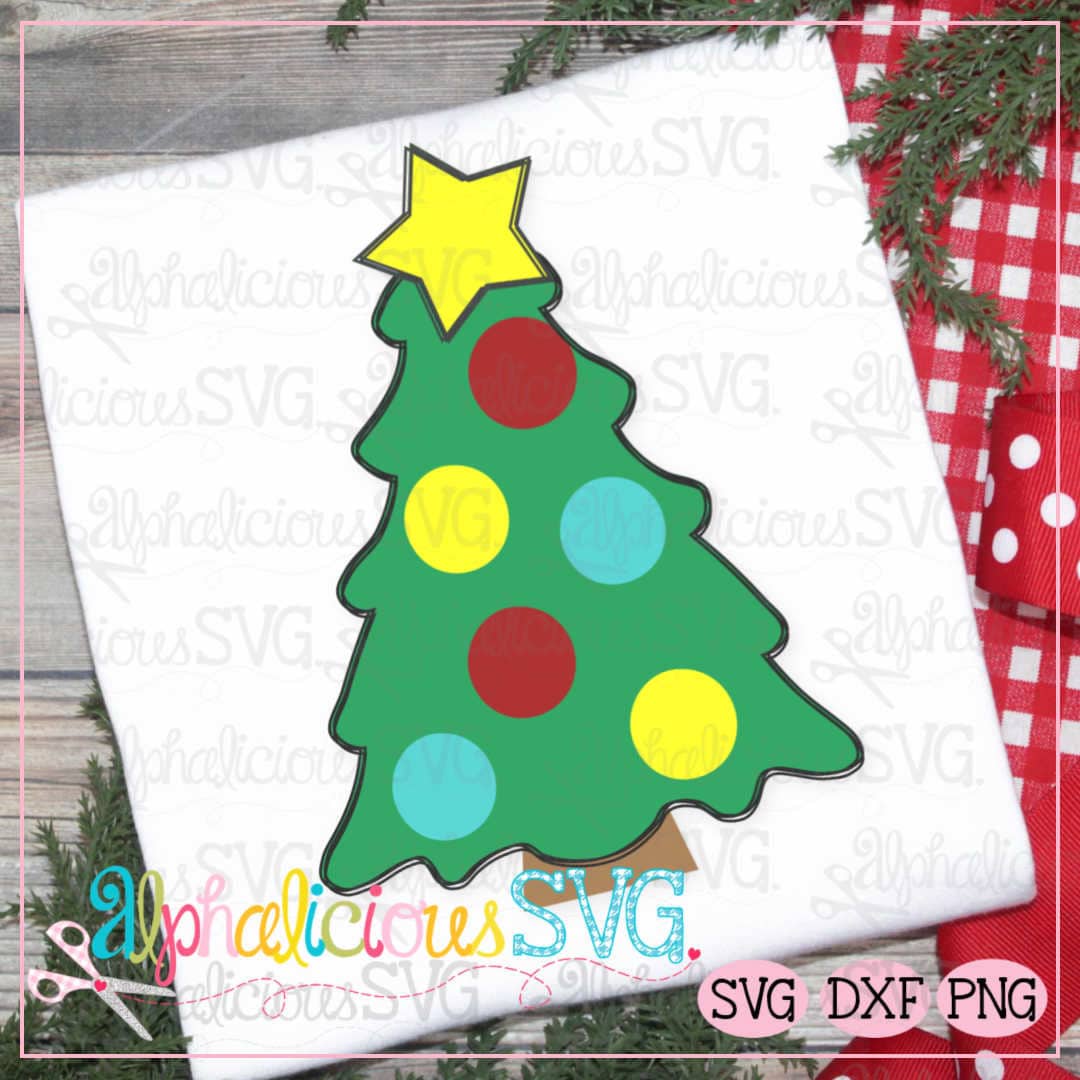 Polka Dot Tree with Star- SVG