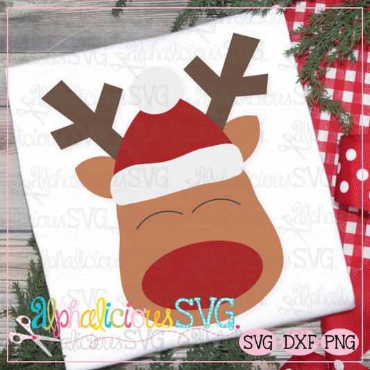 Red Nosed Reindeer with Hat- SVG