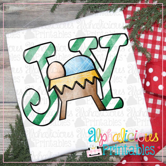 JOY Nativity with Stripes-Printable