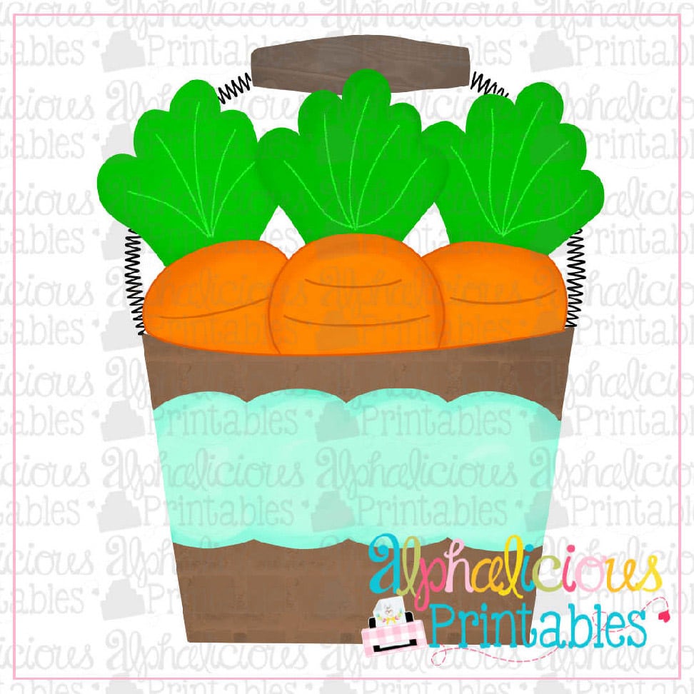 Carrots in Bucket-Green-Printable