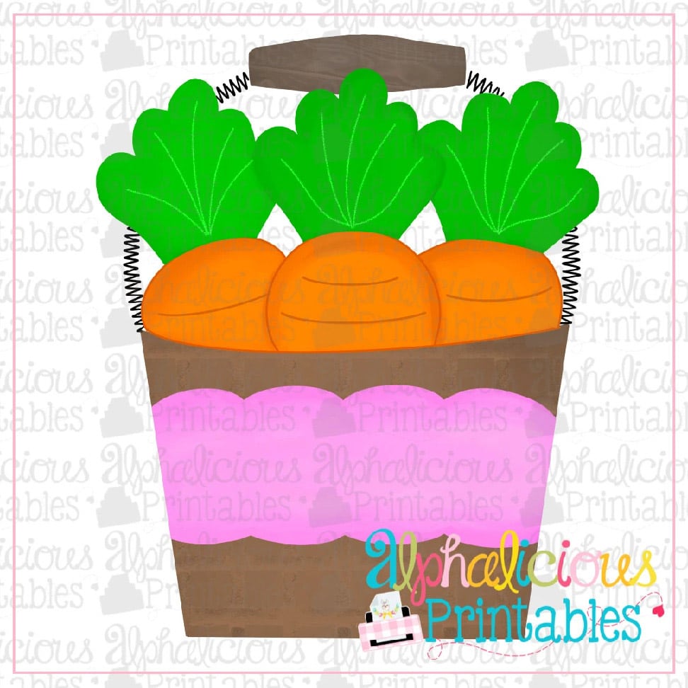 Carrots in Bucket-Pink-Printable