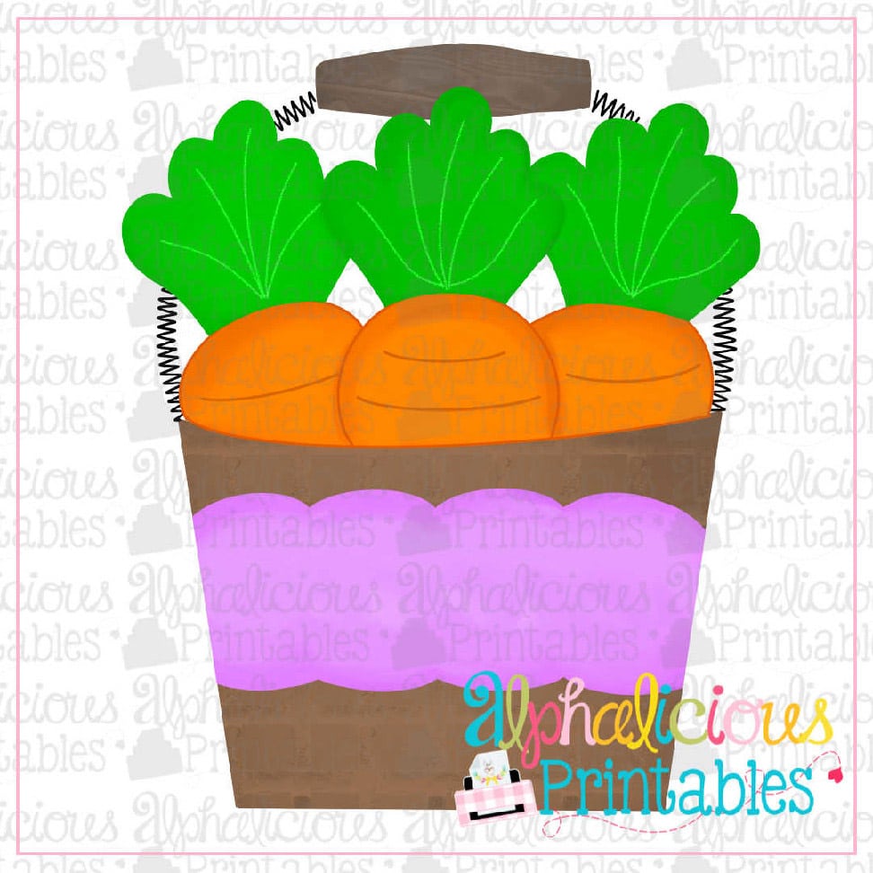 Carrots in Bucket-Purple-Printable