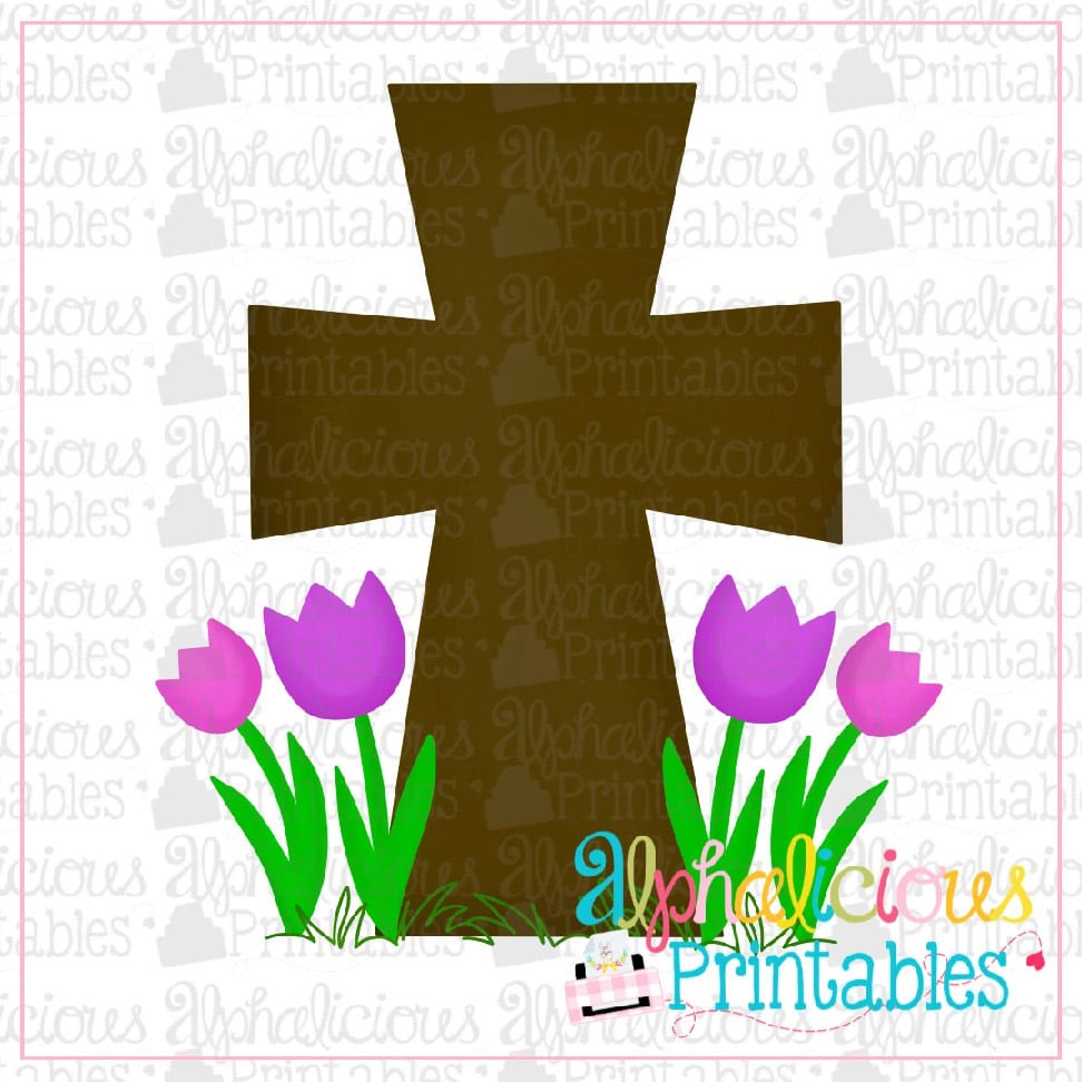Cross with Flowers-Printable
