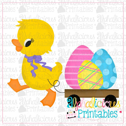 Duck with Bow and Cart-Eggs-Printable