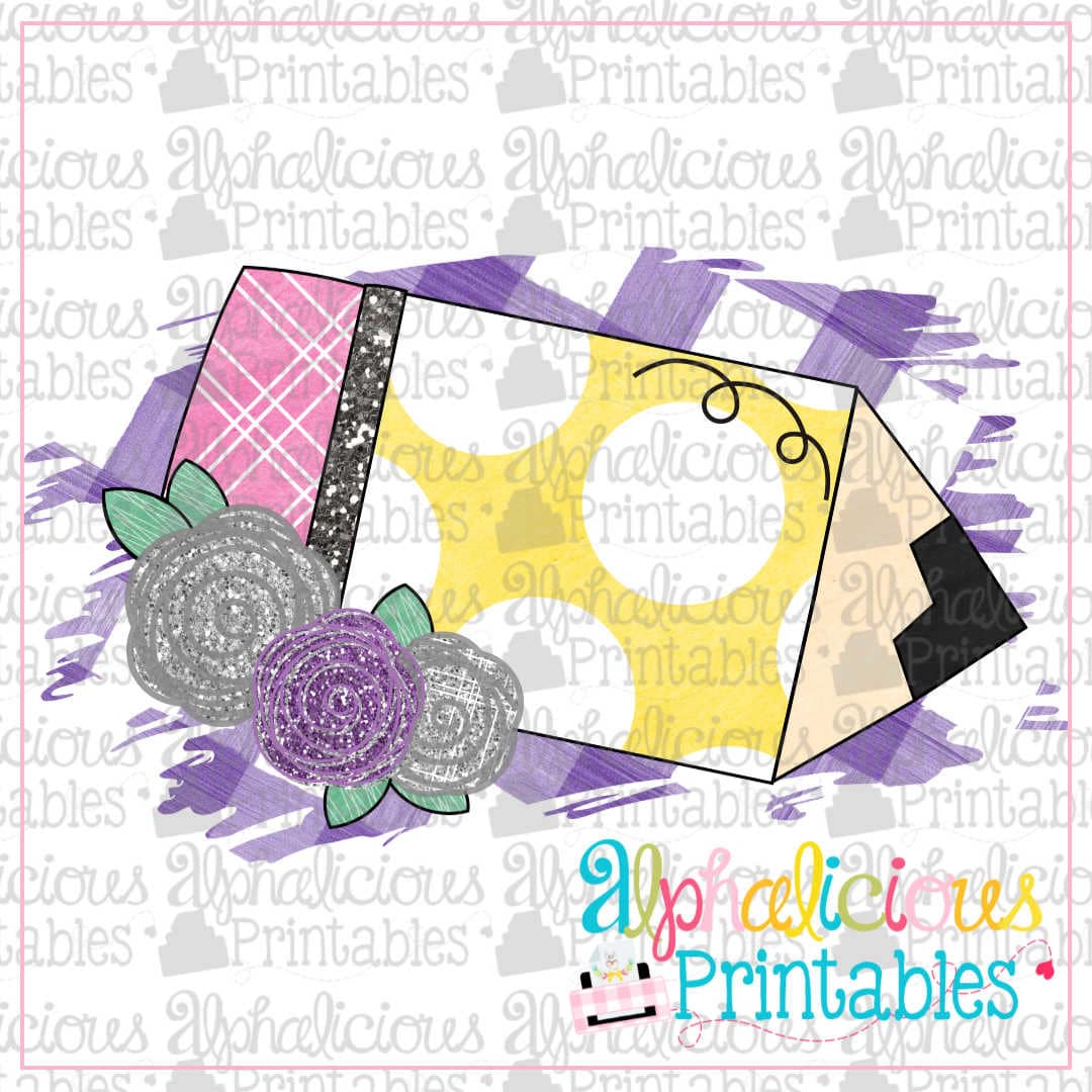 Floral Pencil Sliver and Purple-Printable
