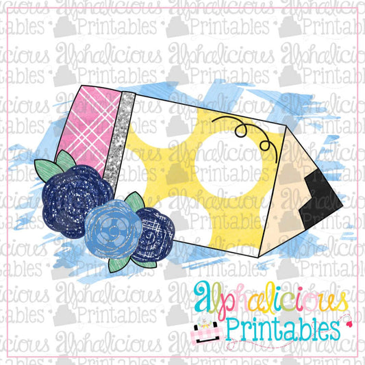 Floral Pencil Sky and Navy-Printable