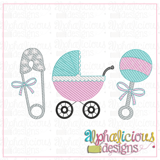 Bouncing Baby Three In A Row-Scallops-Sketch