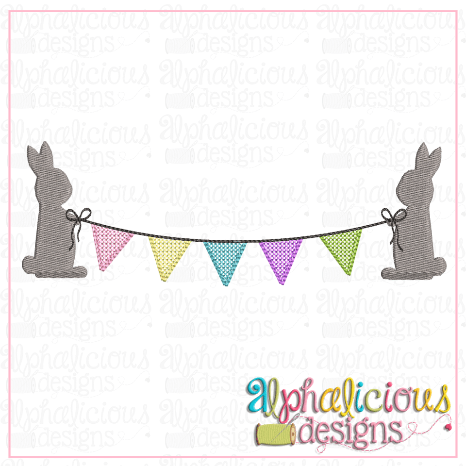 Bunnies with Bunting Banner