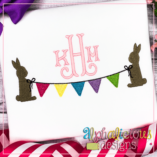 Bunnies with Bunting Banner