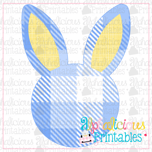 Bunny Head-Buffalo Plaid-Printable