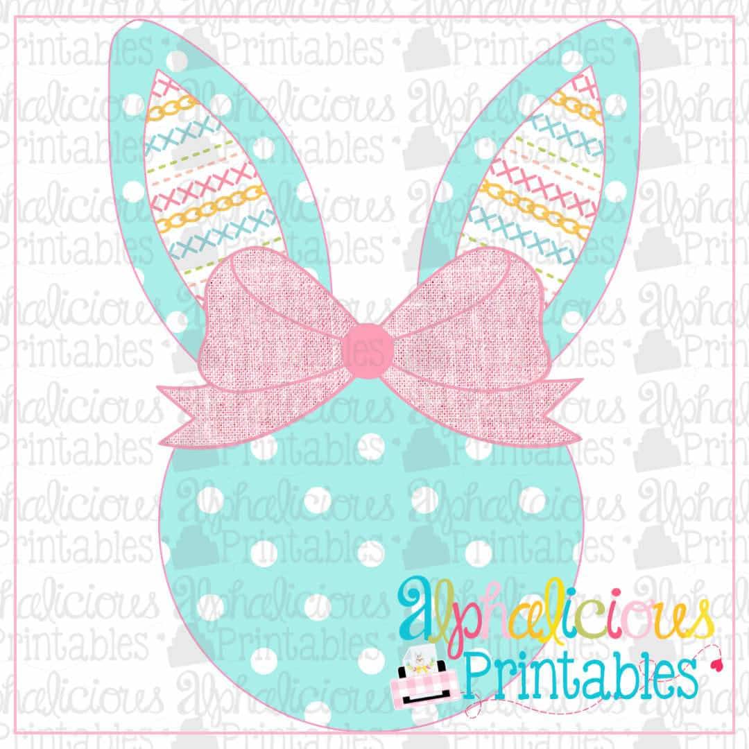 Bunny Head With Bow-Linen Stitches-Printable