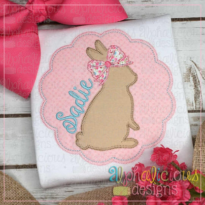 Bunny In Scallop Circle Frame-Blanket