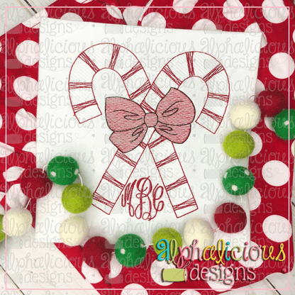 Candy Canes with Bows-Sketch