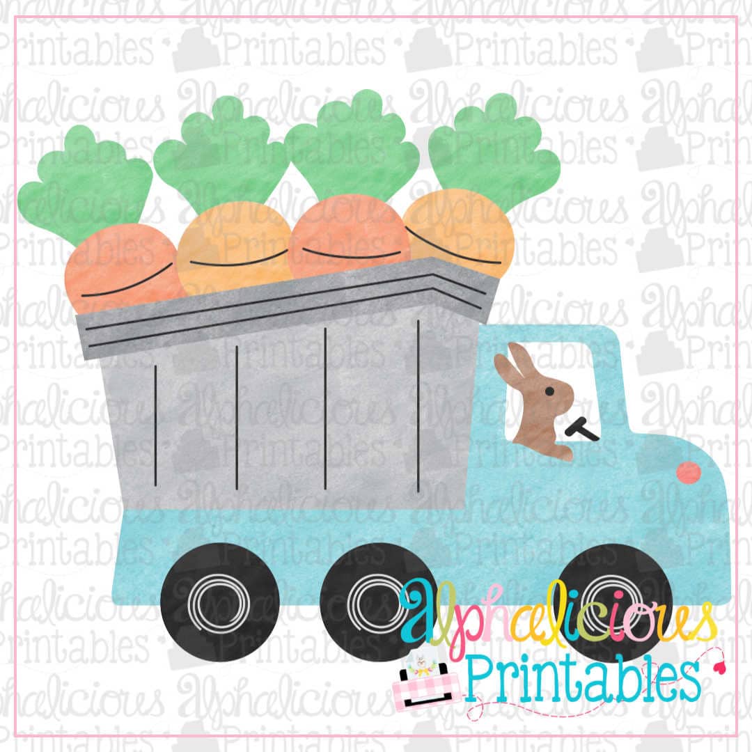 Carrot Dump Truck-Watercolor-Printable