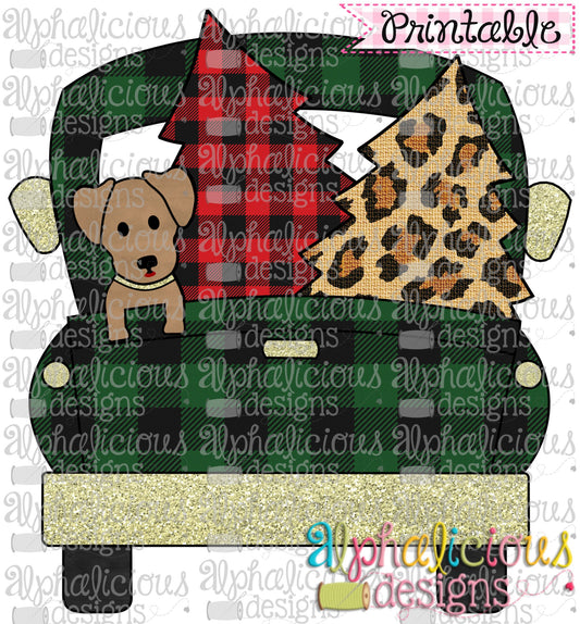 Christmas Truck-Dog and Trees-Buffalo-Printable