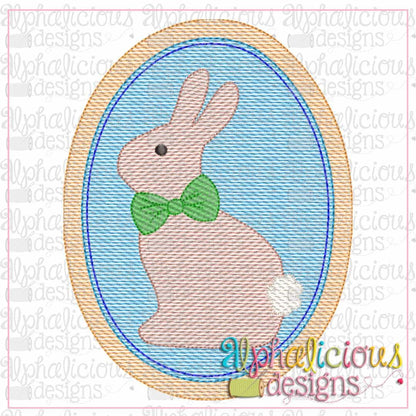 Classic Bunny In Oval Frame-Sketch