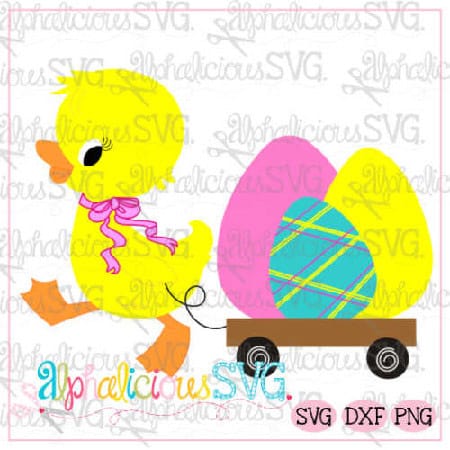 Duck with Bow and Wagon-Easter- SVG