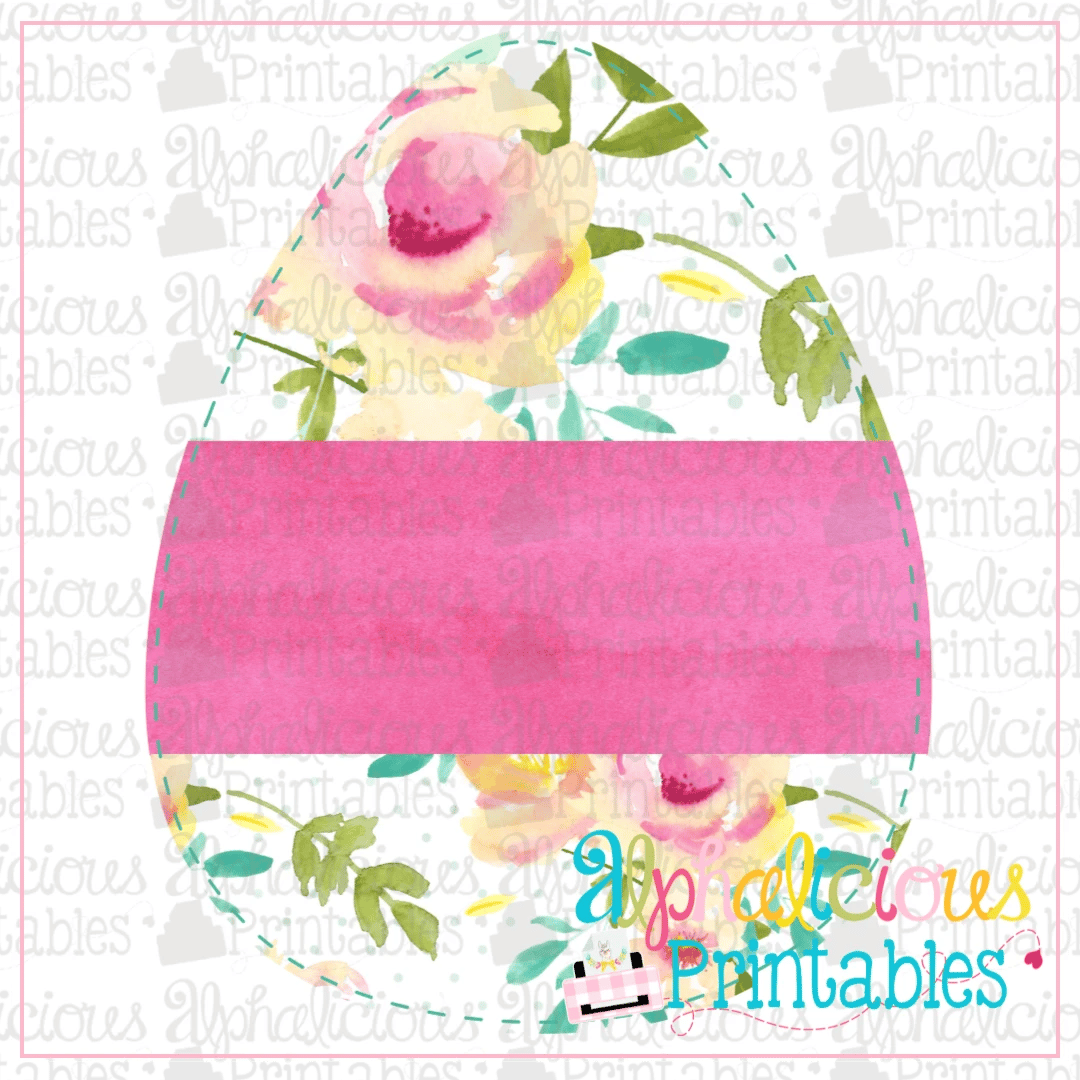 Egg with Banner-Floral-Printable