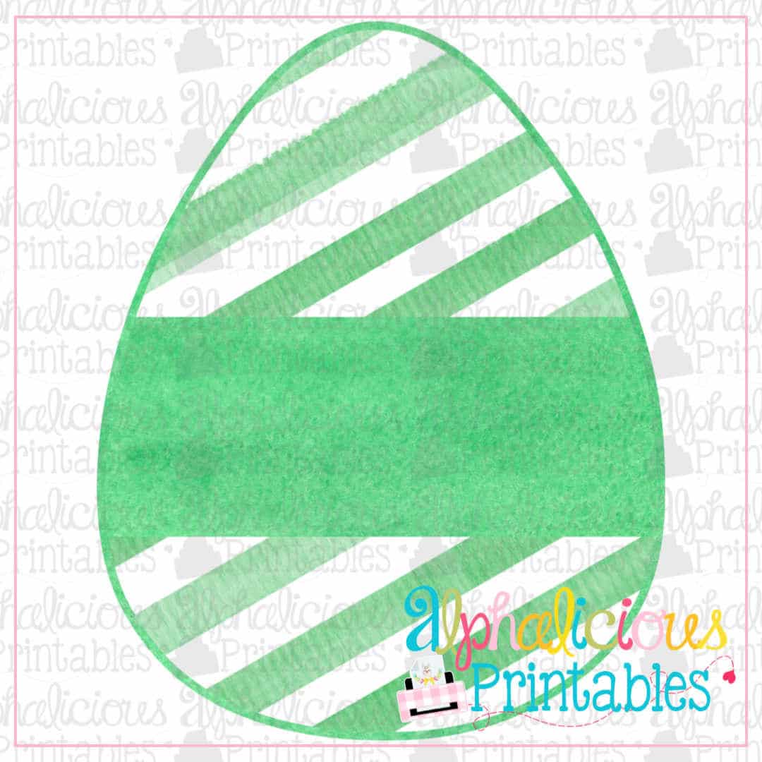 Egg with Banner-Watercolor Stripes-Printable