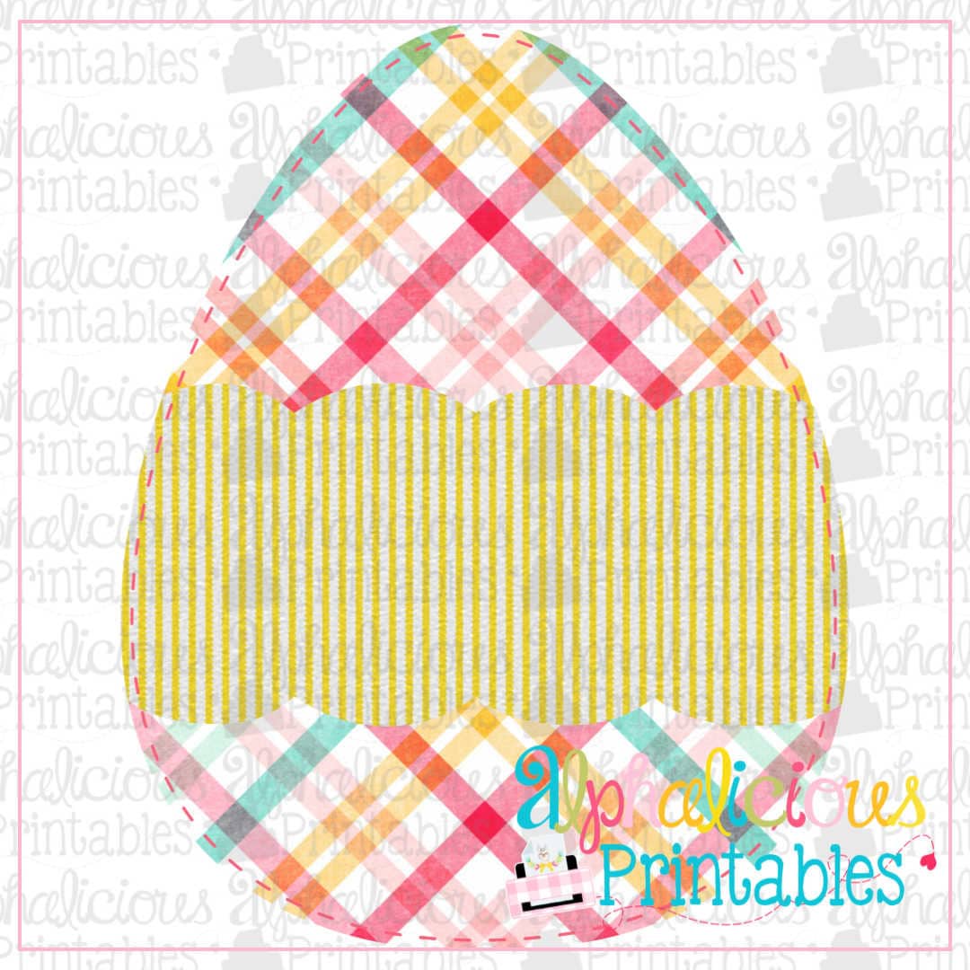 Egg with Scallop Banner-Plaid and Seersucker -Printable