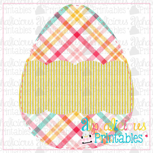 Egg with Scallop Banner-Plaid and Seersucker -Printable