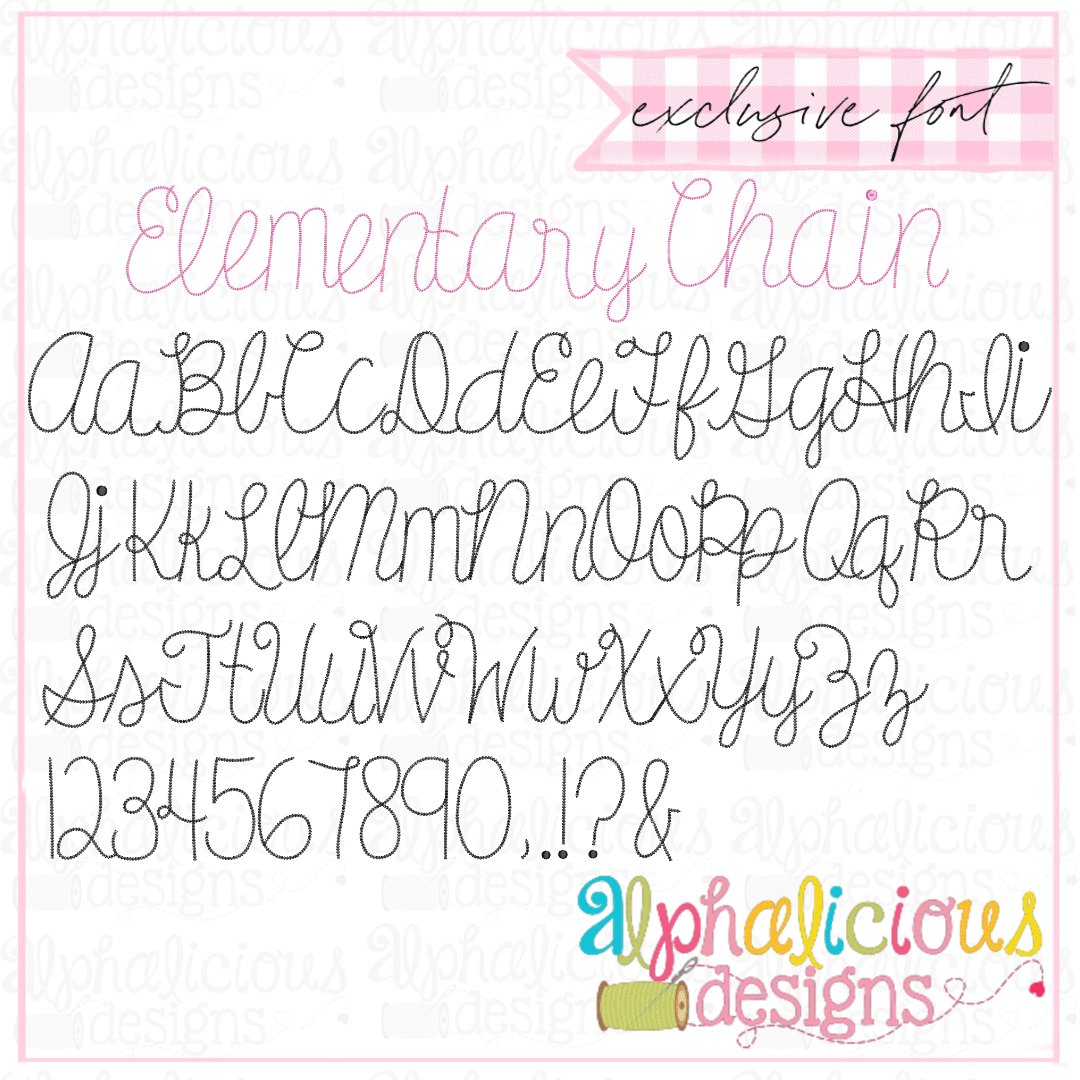 Elementary Single Chain Embroidery Font
