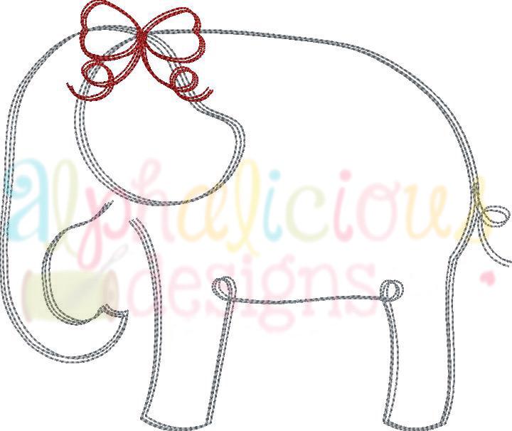 Elephant with Bow- Scribble