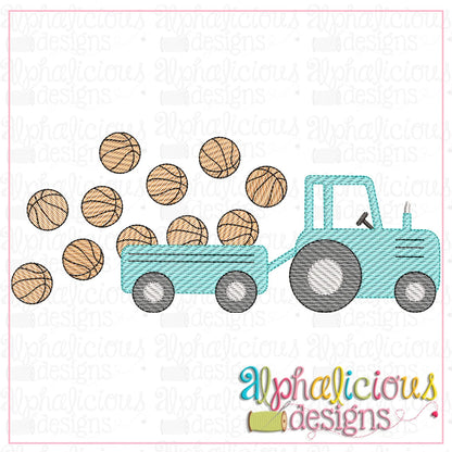 Farm Tractor with Basketballs-Sketch