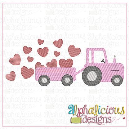 Farm Tractor with Hearts-Sketch