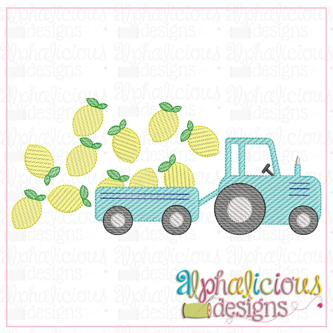 Farm Tractor with Lemons-Sketch