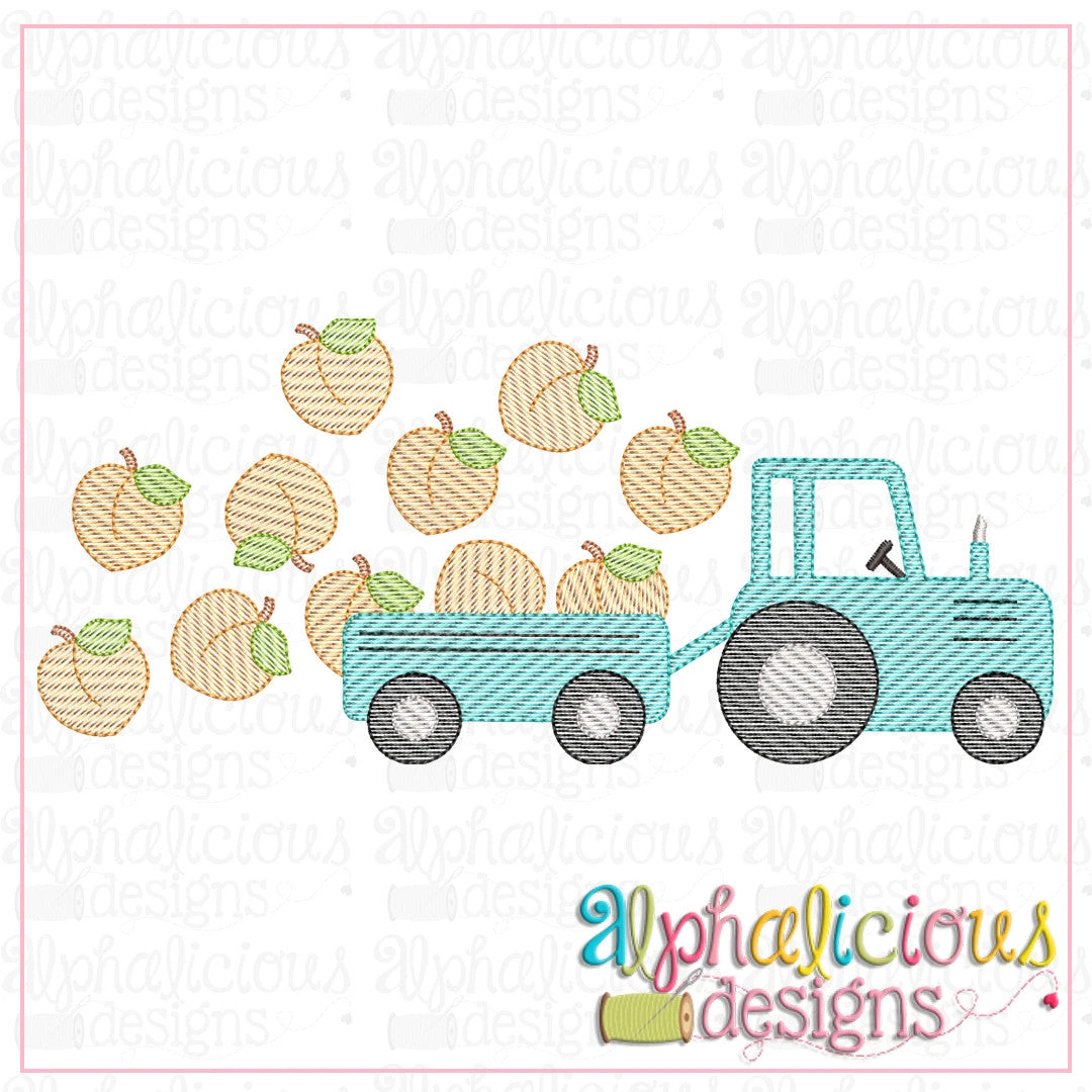 Farm Tractor with Peaches-Sketch