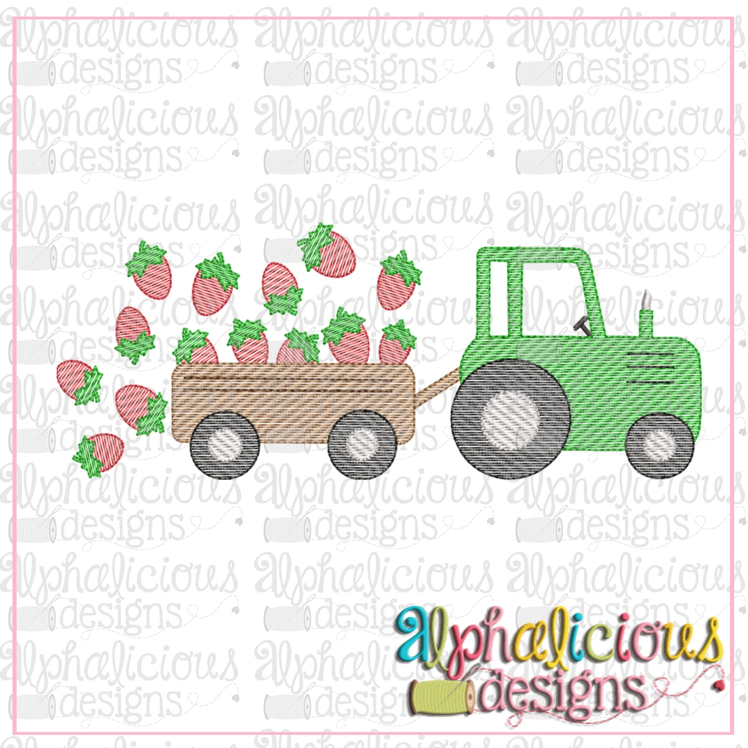 Farm Tractor with Strawberries-Sketch