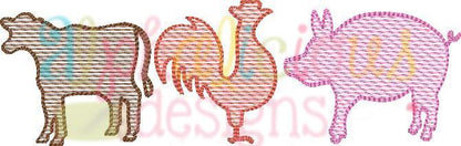 Farm Trio-Sketch Embroidery