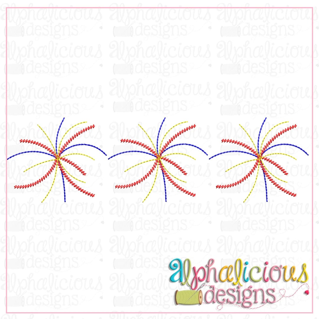Fireworks Burst-Three in a Row-Sketch – Alphalicious Designs