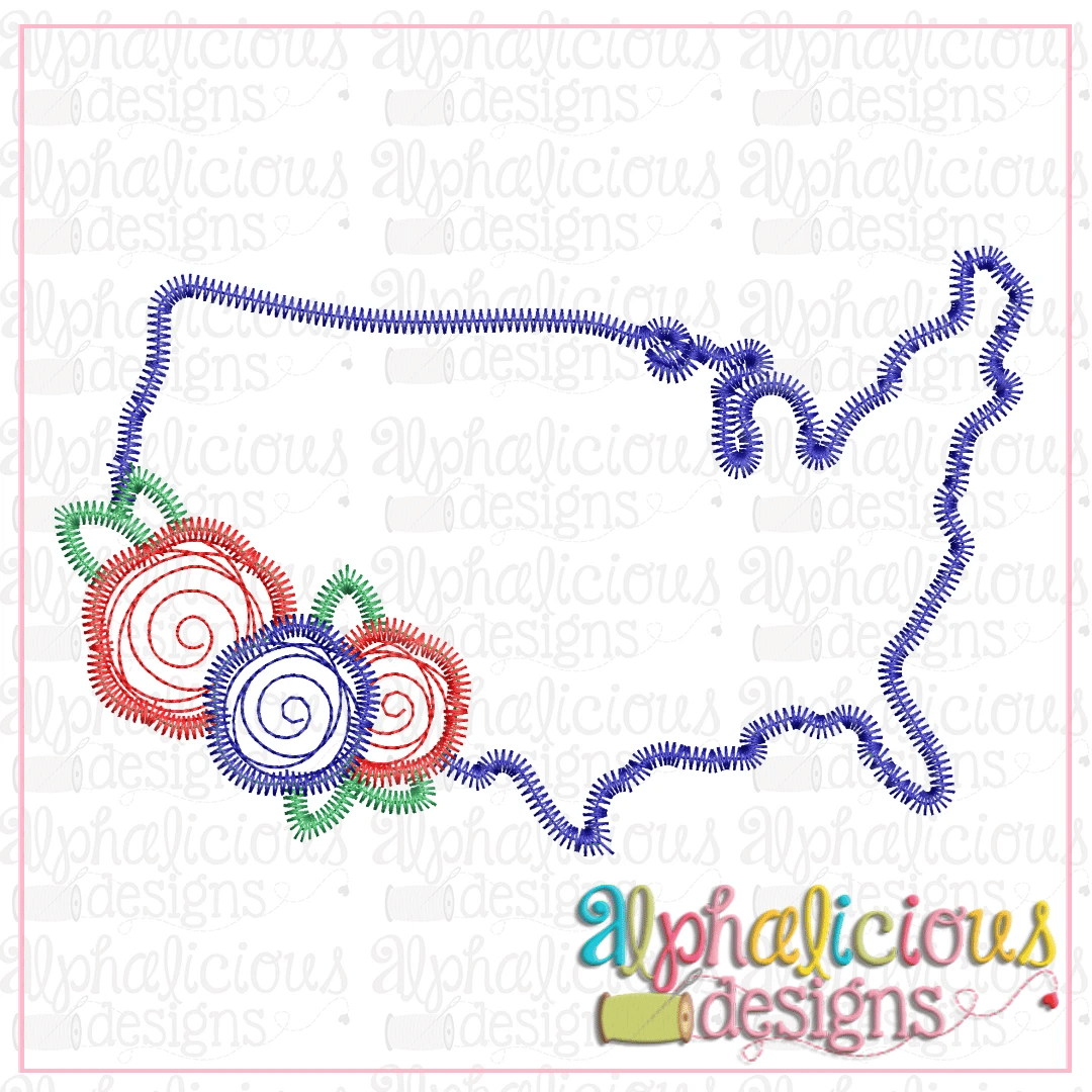 Floral USA-Scribble