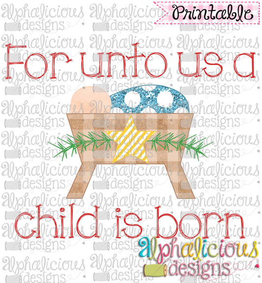 For Unto Us-Star-Blue Polka Dot-Printable