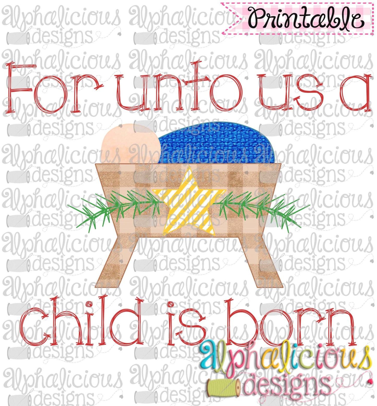 For Unto Us-Star-Blue Knit-Printable