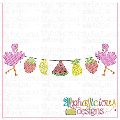 Fruity Tooty with Flamingos Bunting-Sketch