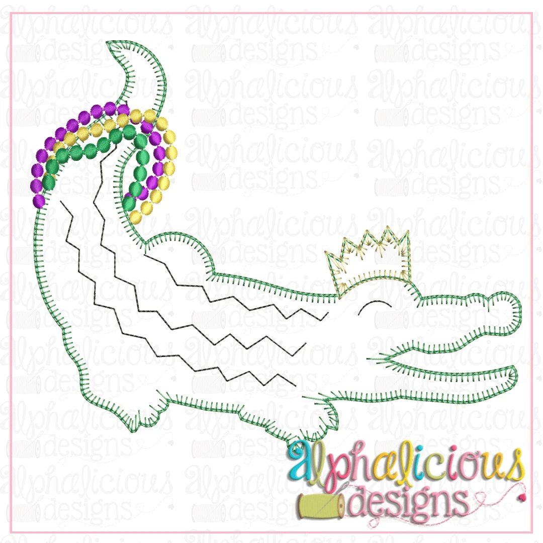 Gator with Crown and Beads-blanket