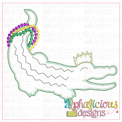 Gator with Crown and Beads-blanket