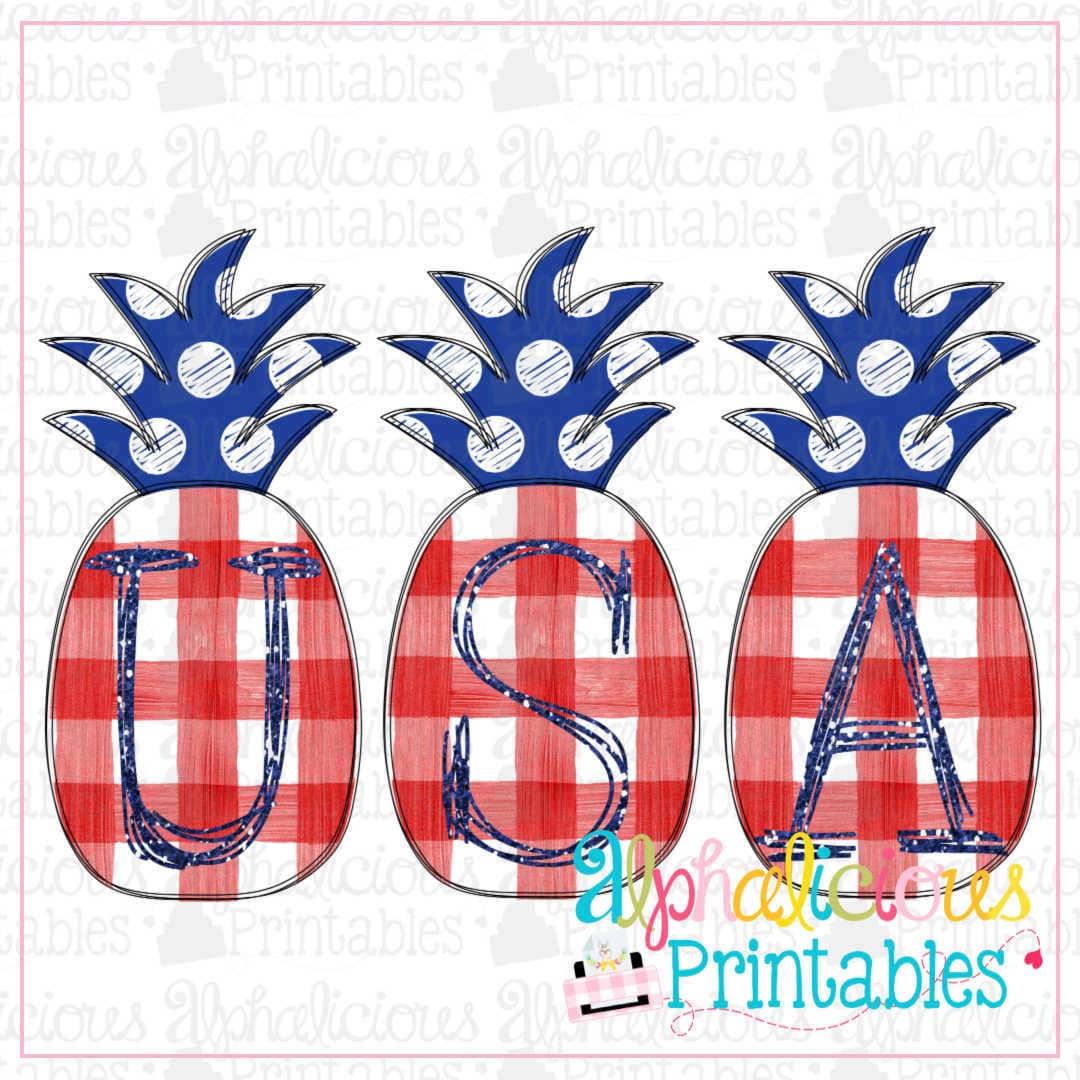 Glitter USA Pineapples-Printable